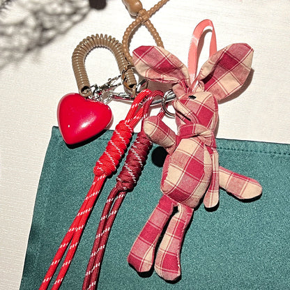 Red Plaid Rabbit Love Bag CHarms