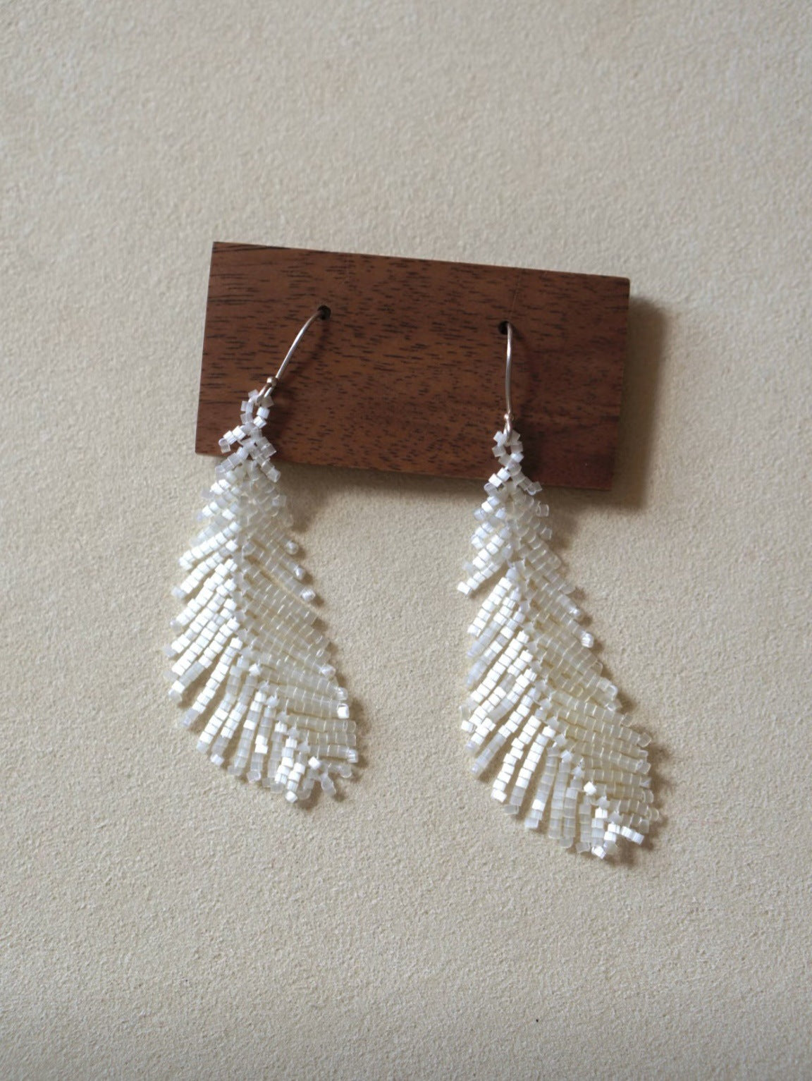 Handmade Beaded Feather Tassel Earrings