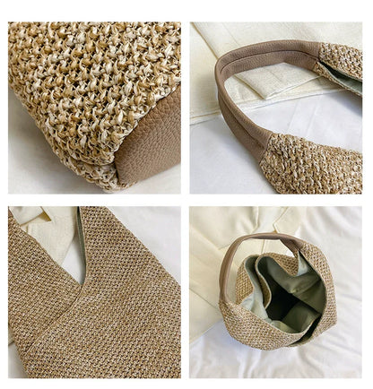 Large Capacity Straw Shoulder Bags