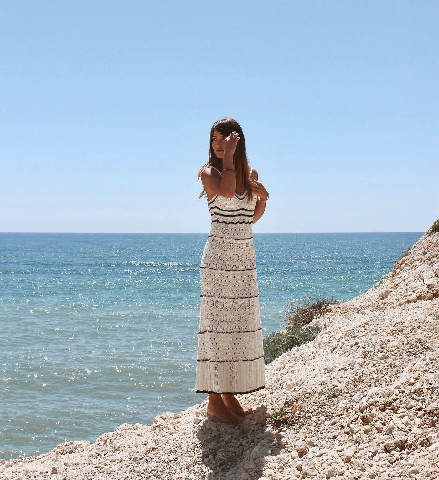 Hollow Out Sexy Knit Spaghetti Swim Cover Up