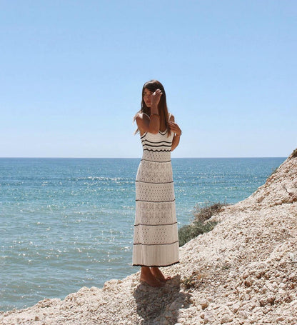 Hollow Out Sexy Knit Spaghetti Swim Cover Up