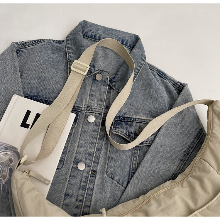 Casual Solid Color Nylon Shoulder Bag