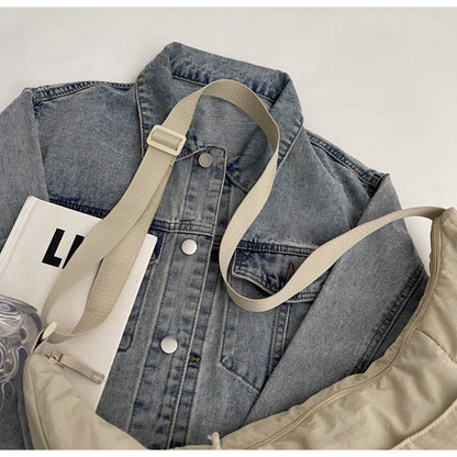 Casual Solid Color Nylon Shoulder Bag