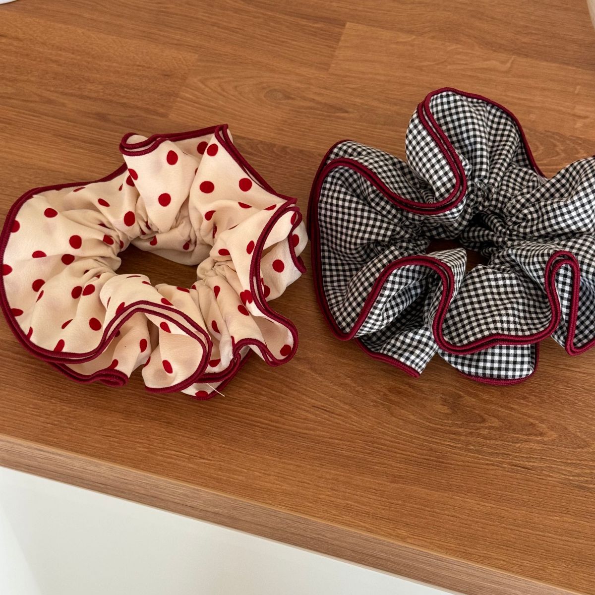 Polka Dot Gingham Ruffled Hair Scrunchies