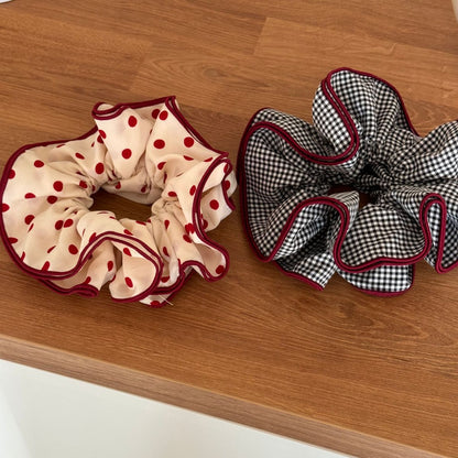 Polka Dot Gingham Ruffled Hair Scrunchies