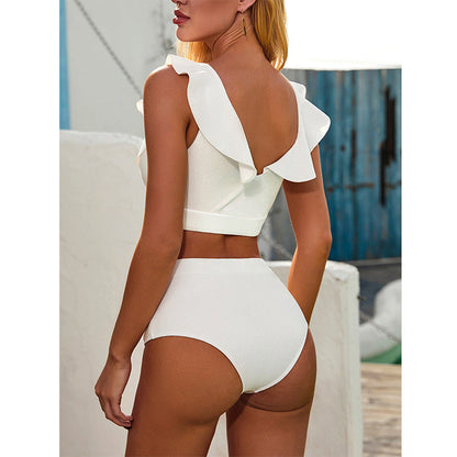 2PCS Flounce V-Neck High Waist Swimwear