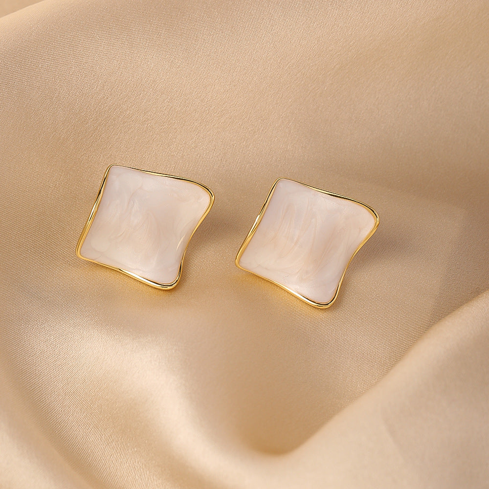 Simple Geometric Irregular Enamel Stud Earrings