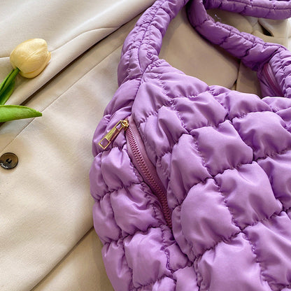 Solid Color Cloud Bag Puffer Shoulder Tote Bag