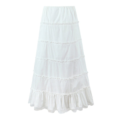 White Sweet Flounce Sleeveless Top Skirt Set