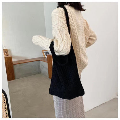 Simple Vintage Shoulder Bag Knit Tote Bag