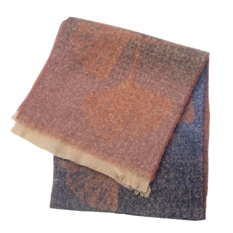 Leaf Print Gradient Color Scarves