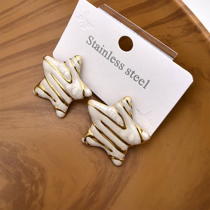 Luxury Star Handmade Drip Glaze Stud Earrings