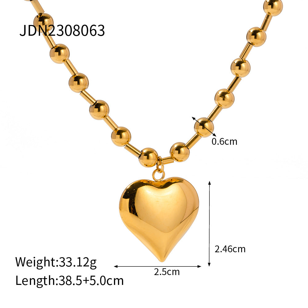Cubic Love Pendant Bead Chain Necklace
