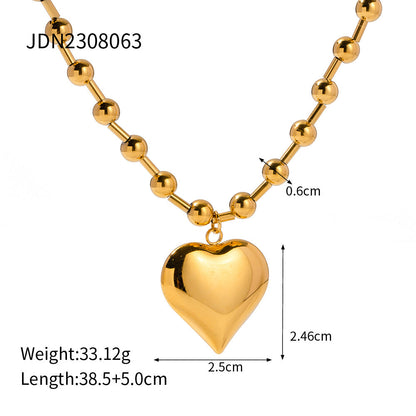 Cubic Love Pendant Bead Chain Necklace