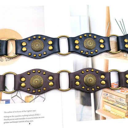 Vintage Studed Metal String Leather Belt