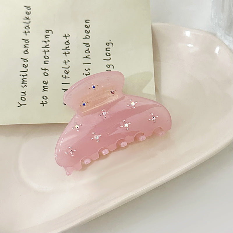 Solid Color Rhinestone Acetate Hair Claw