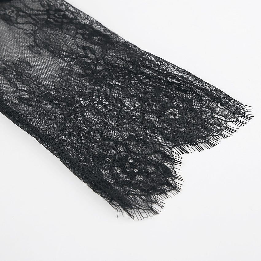 Lace See Through Side Split Long Dress