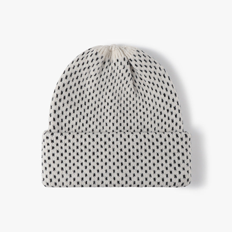 Polka Dot Knit Hat Padded Beanie