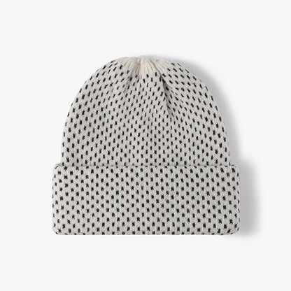 Polka Dot Knit Hat Padded Beanie