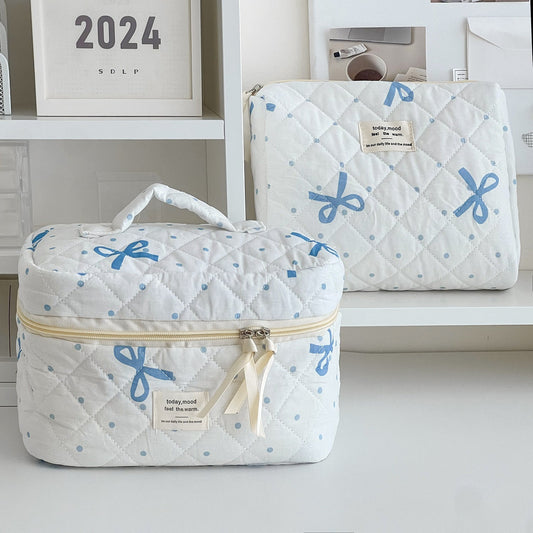 Bow Polka Dot Portable Make Up Bag
