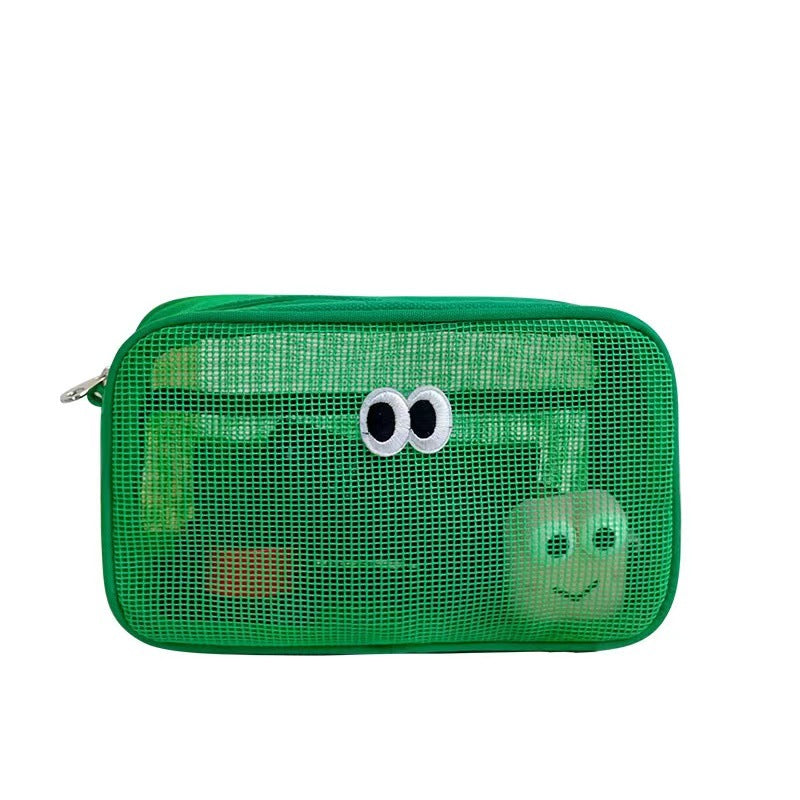 Simple Solid Color Mesh Make Up Bag