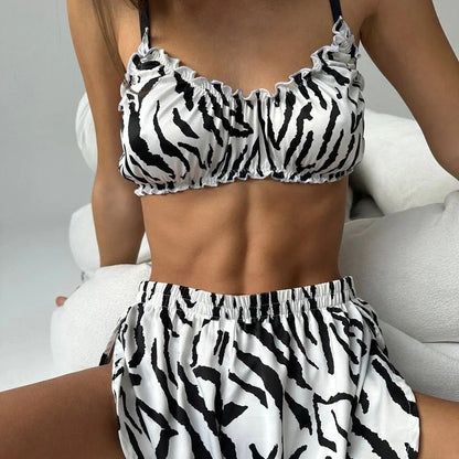Sexy Zebra Print Soft Sleepwear Sets