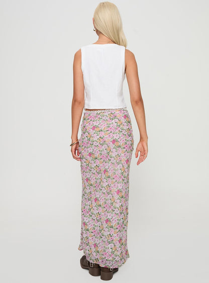 Elegant Floral Print Tie Front Maxi Skirt