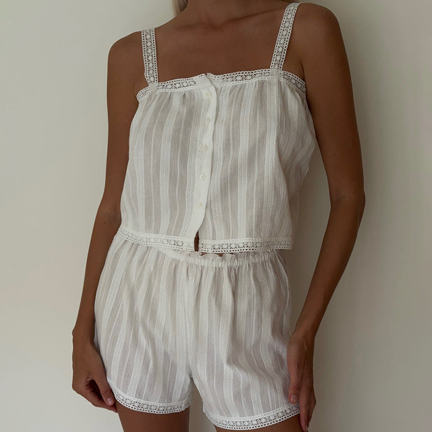 Lace Trim String Cozy Loungewear Set