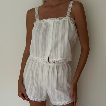 Lace Trim String Cozy Loungewear Set