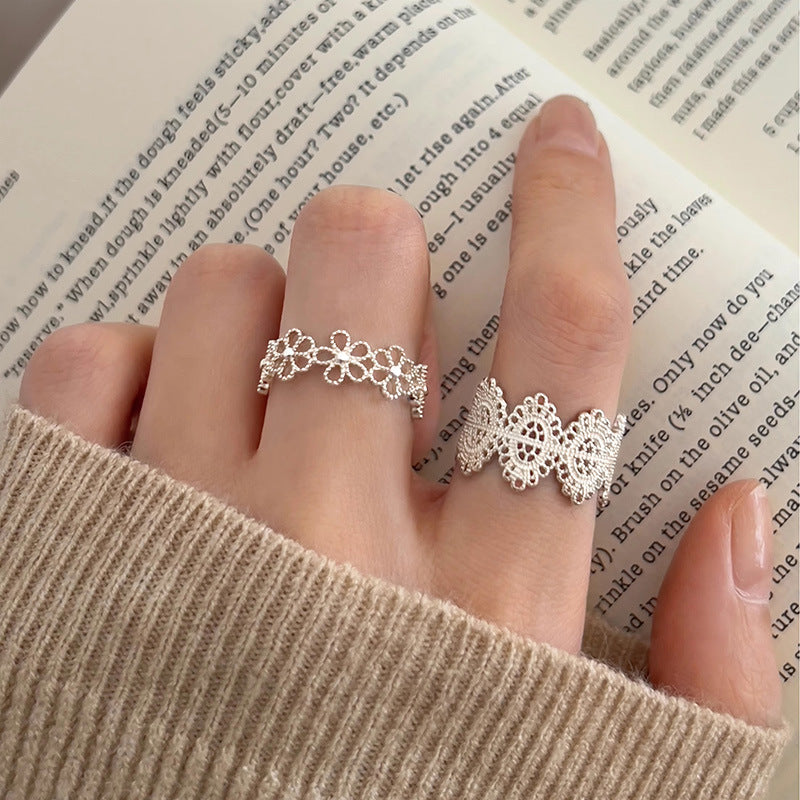 Vintage Lace Hollow Out Silver Rings