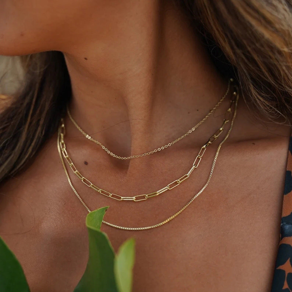 Paperclip Triple Layers Necklace