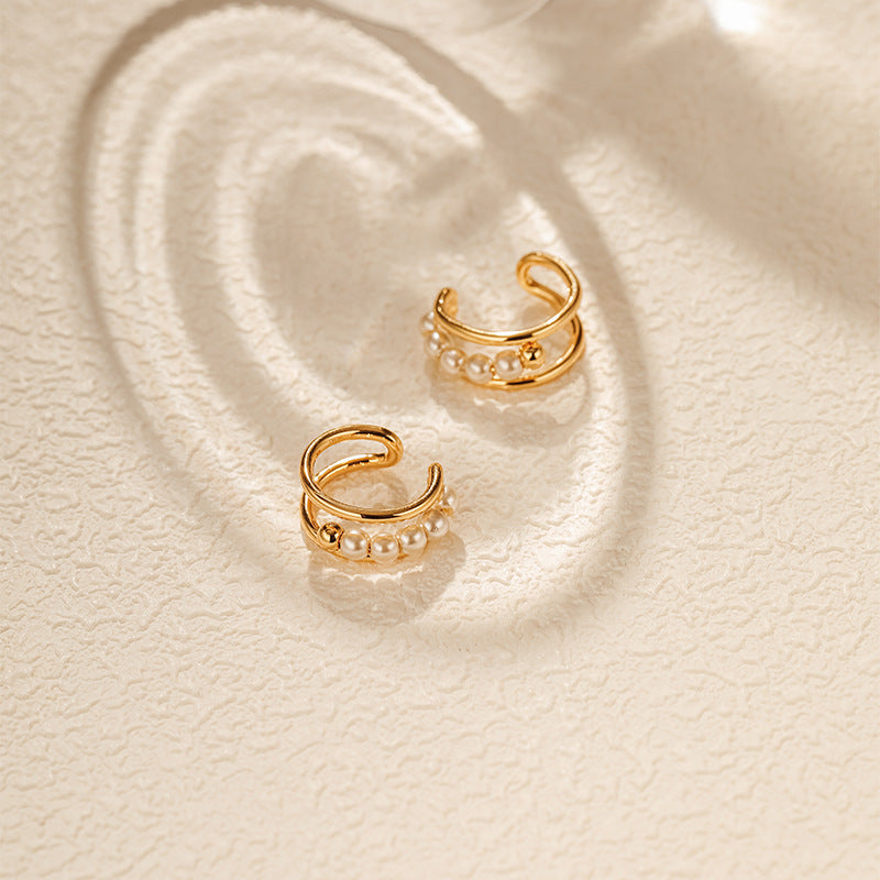 Elegant Pearl Hollow Clip Earings