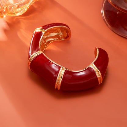 Vintage Enamel Open Wavy Bamboo Bracelets