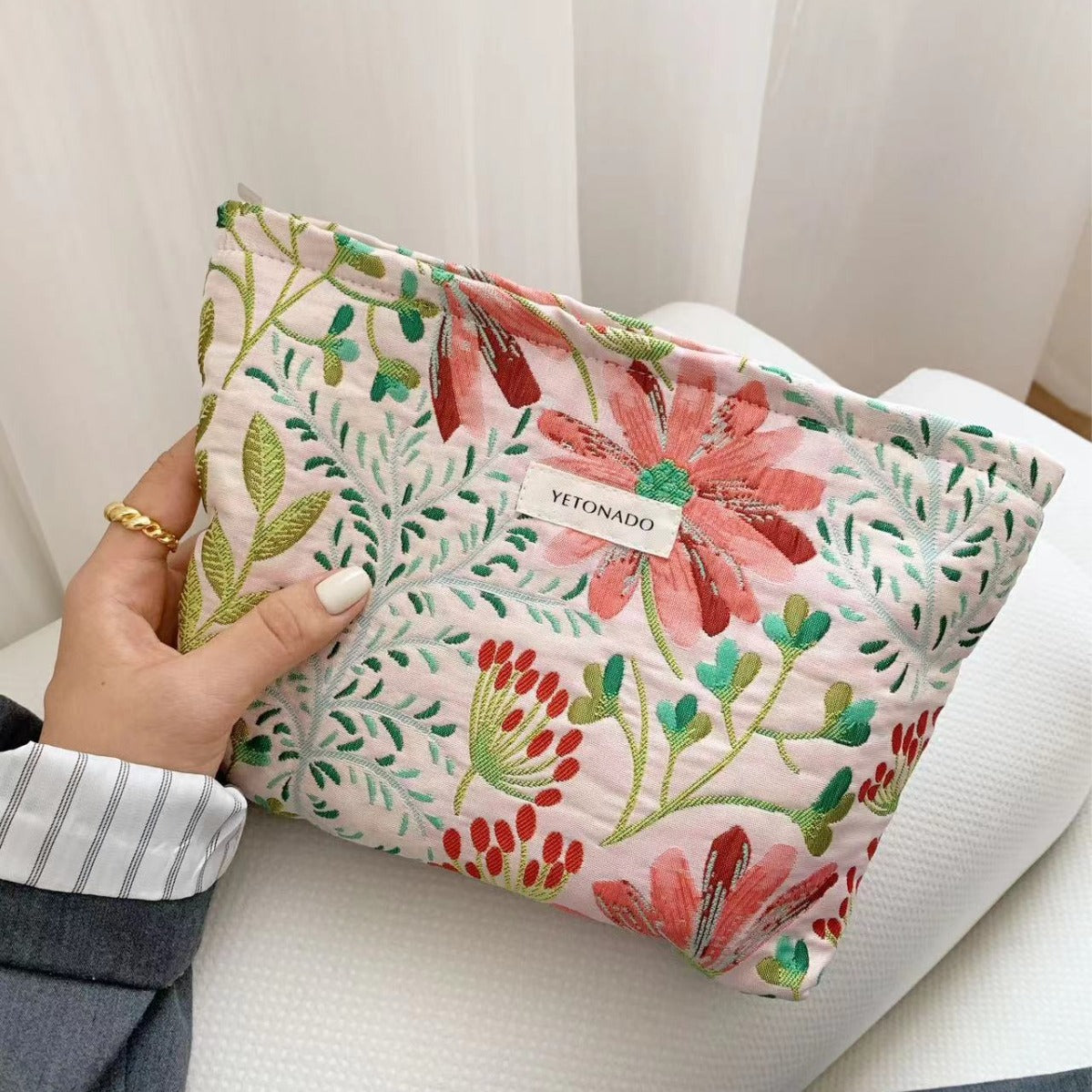 Colorful Large Capacity Flower Print Makeup Bag