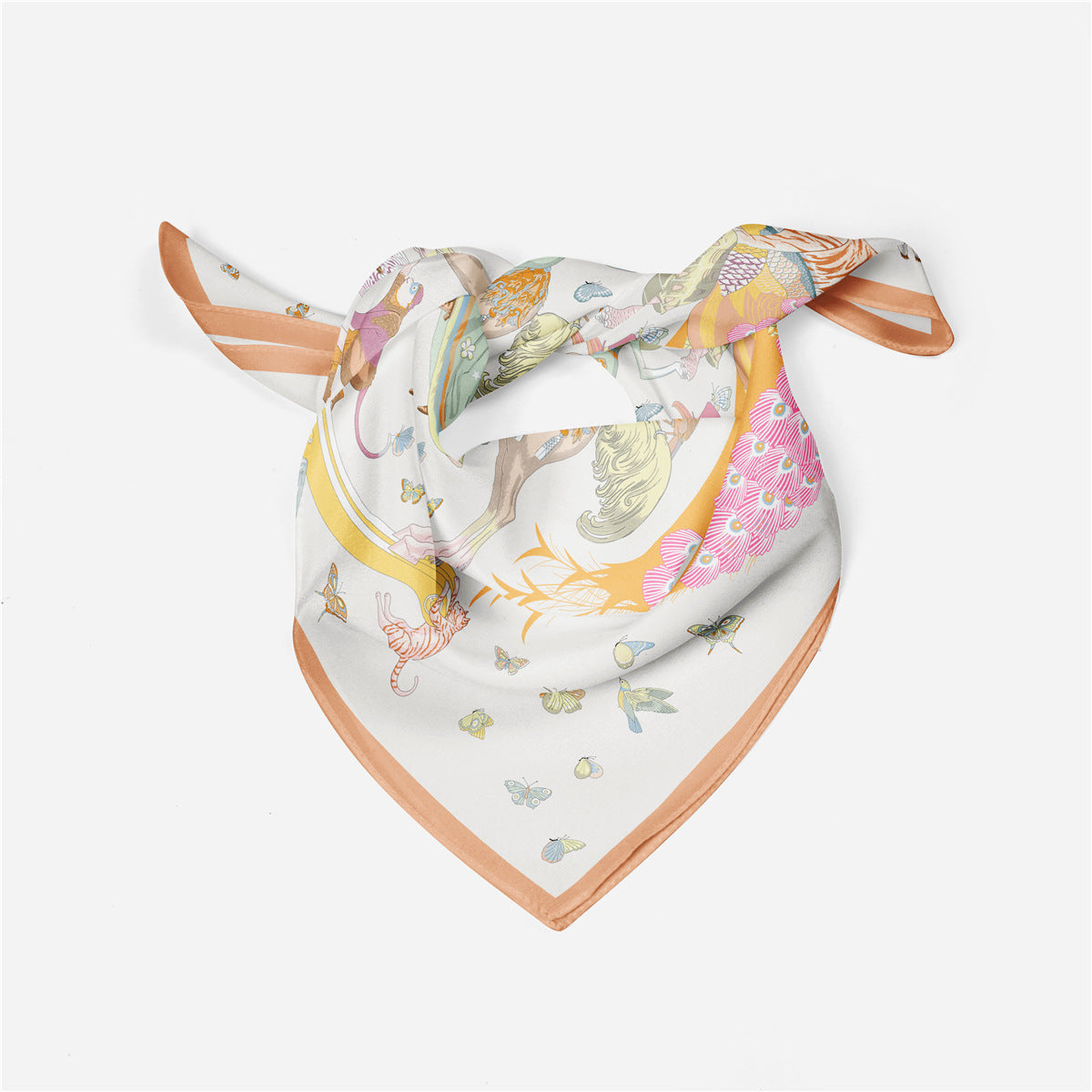 Colorful Animal Print Square Silk Scarf