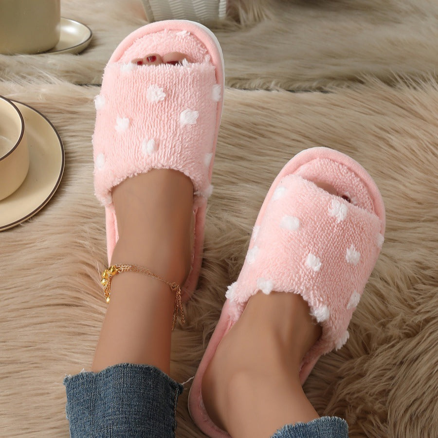 Cute Polka Dot Open Toe Soft Slippers