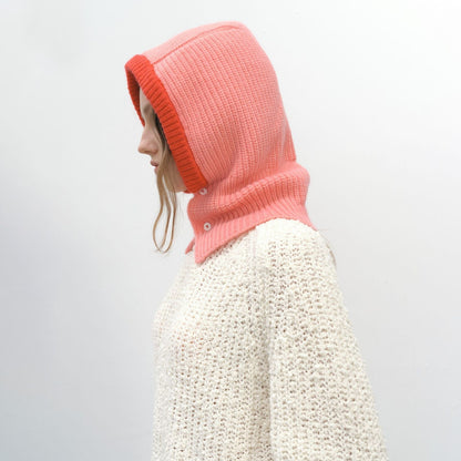 Simple Color Block Button Down Knit Hat Scarve