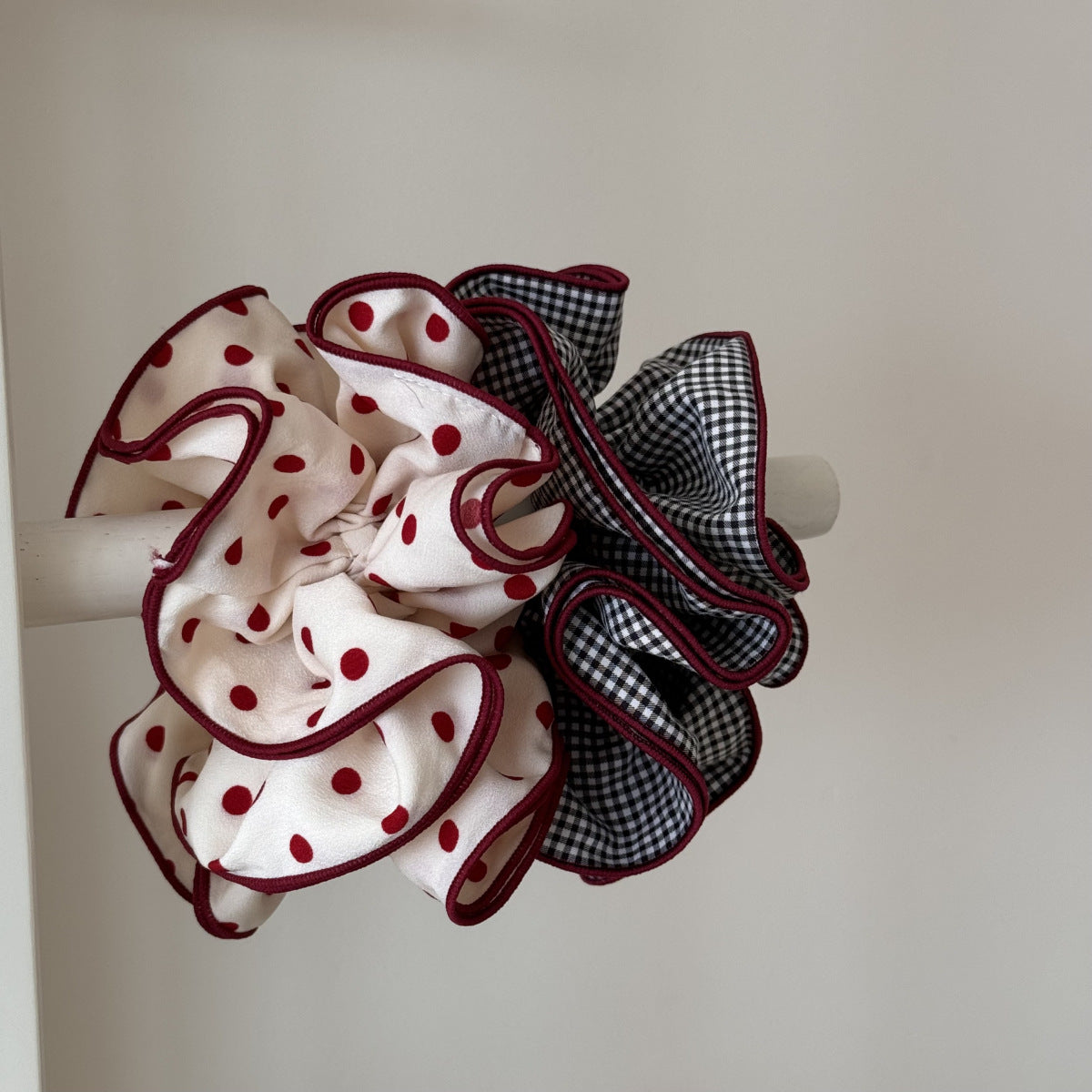 Polka Dot Gingham Ruffled Hair Scrunchies