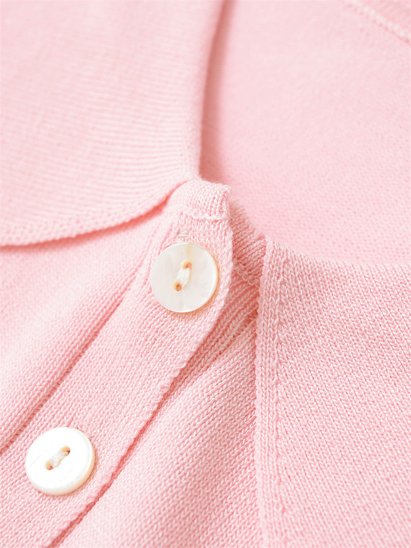 Casual Short Sleeve Solid Color Knit Top