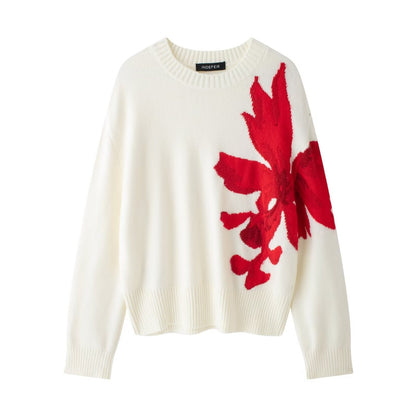 Trendy Color Block Jacquard Embroidered Knit Sweater
