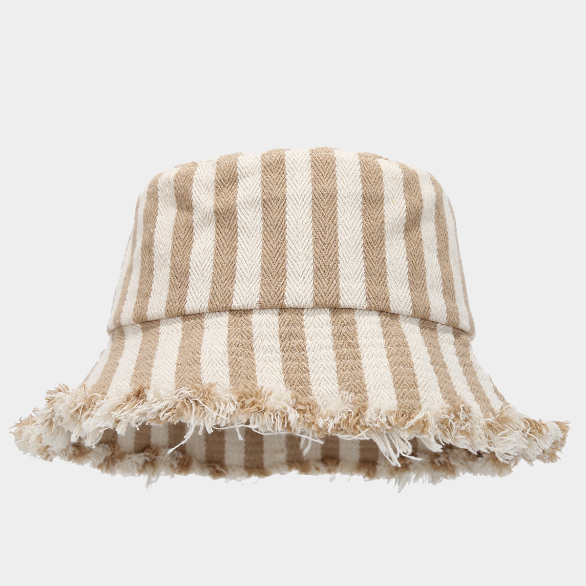 Trendy Striped Frayed Edge Fisherman Hat