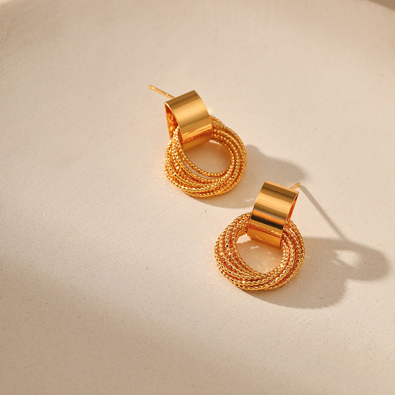 Simple Multiple Rings Stud Earrings
