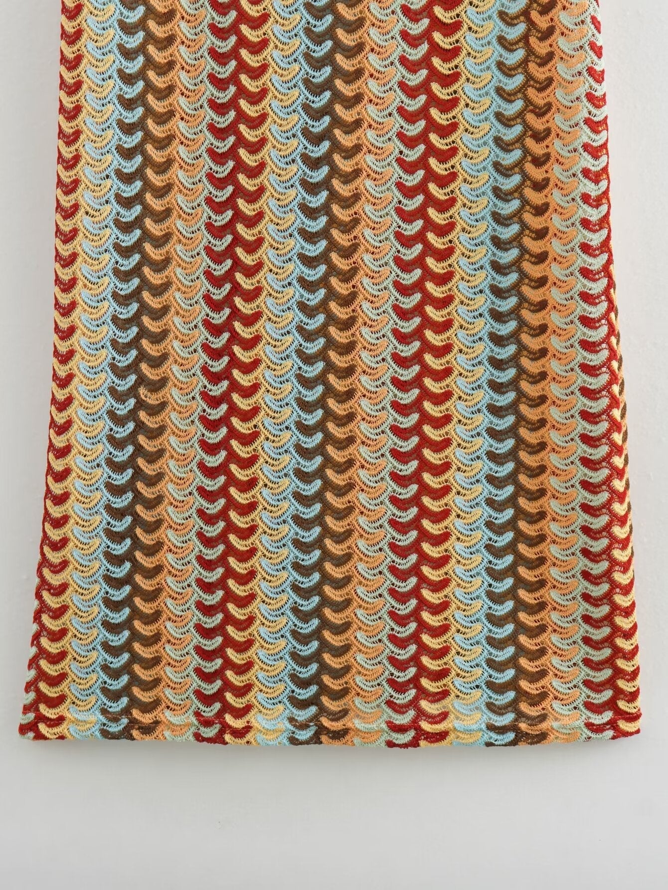 Crochet Printed Spaghetti Strap Maxi Dress