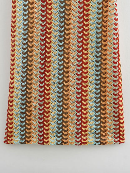 Crochet Printed Spaghetti Strap Maxi Dress