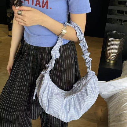 Striped Color Contrast Large Capacity Crossbody Bag