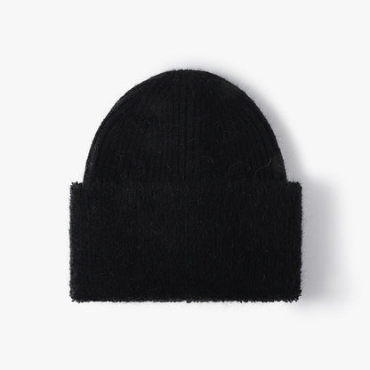 Solid Color Knit Hat High Flap Beanie