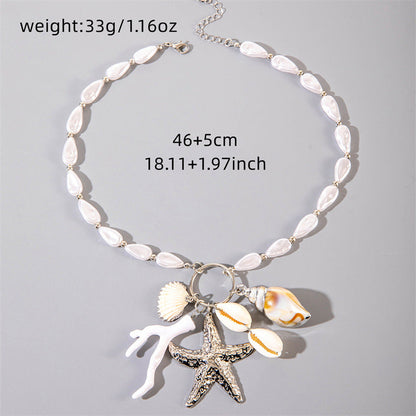 Trendy Shell Conch Pendant Layered Chain Necklace