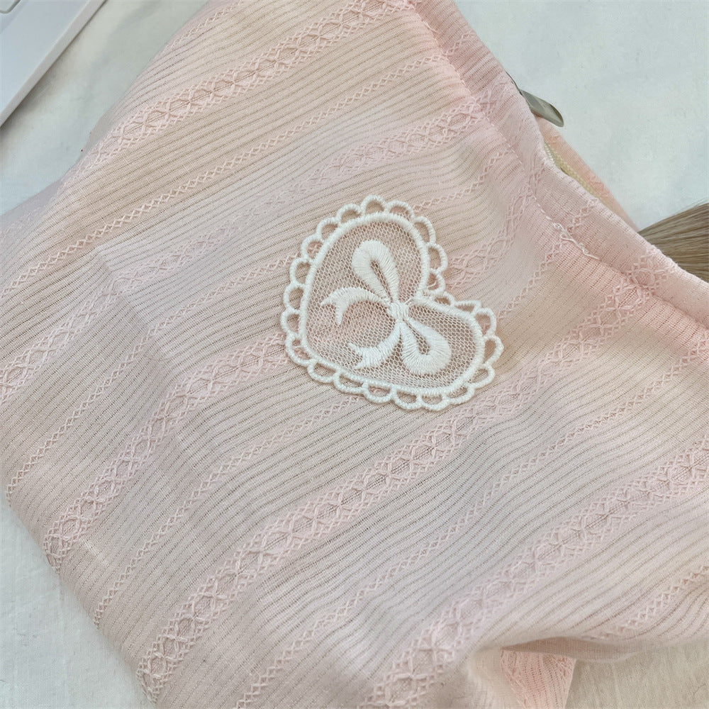 Simple Solid Color Bow Makeup Bag