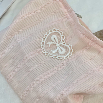 Simple Solid Color Bow Makeup Bag