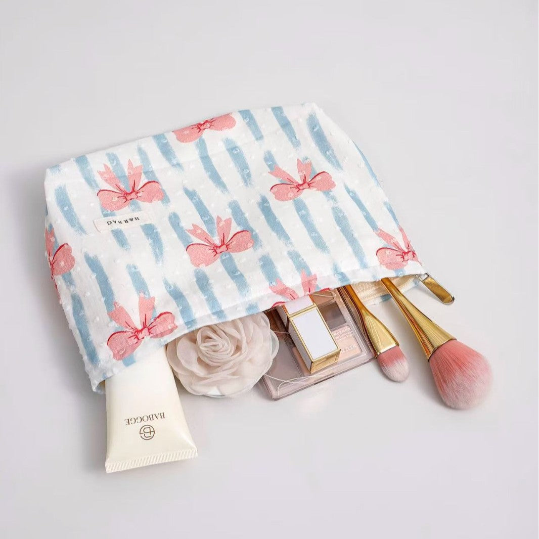 Elegant Floral Print Travel Cosmetic Pouch